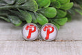 Baseball Phillies "P" Stud Earrings