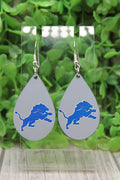 Lions Football on Gray Teardrop Earrings