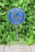 Detroit Lions Silver Circle Badge/ID Holder Reel
