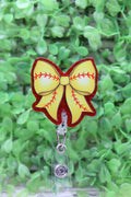 Softball Bow Badge Reel