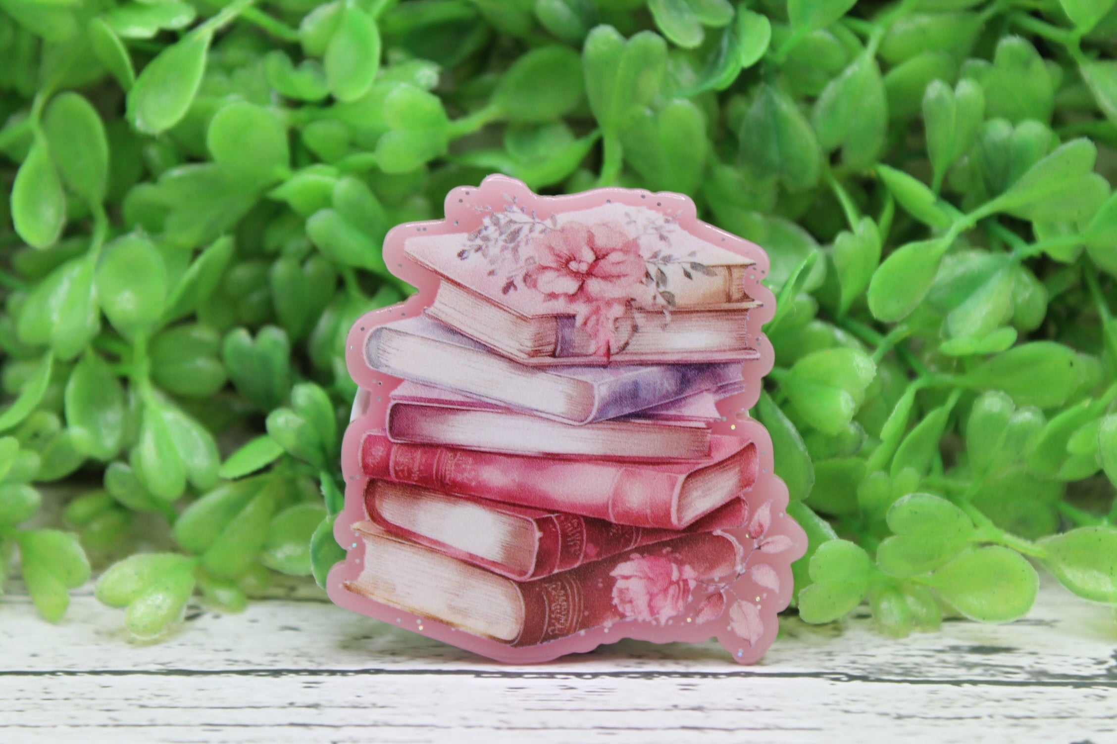 Pink Floral Book Stack Phone Grip / Stand