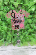 Scrub Life Lt Pink Confetti Badge Reel