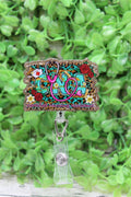 CNA Floral on Teal Leopard Badge Reel