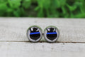 Law Enforcement Blue Line Badge Stud Earrings