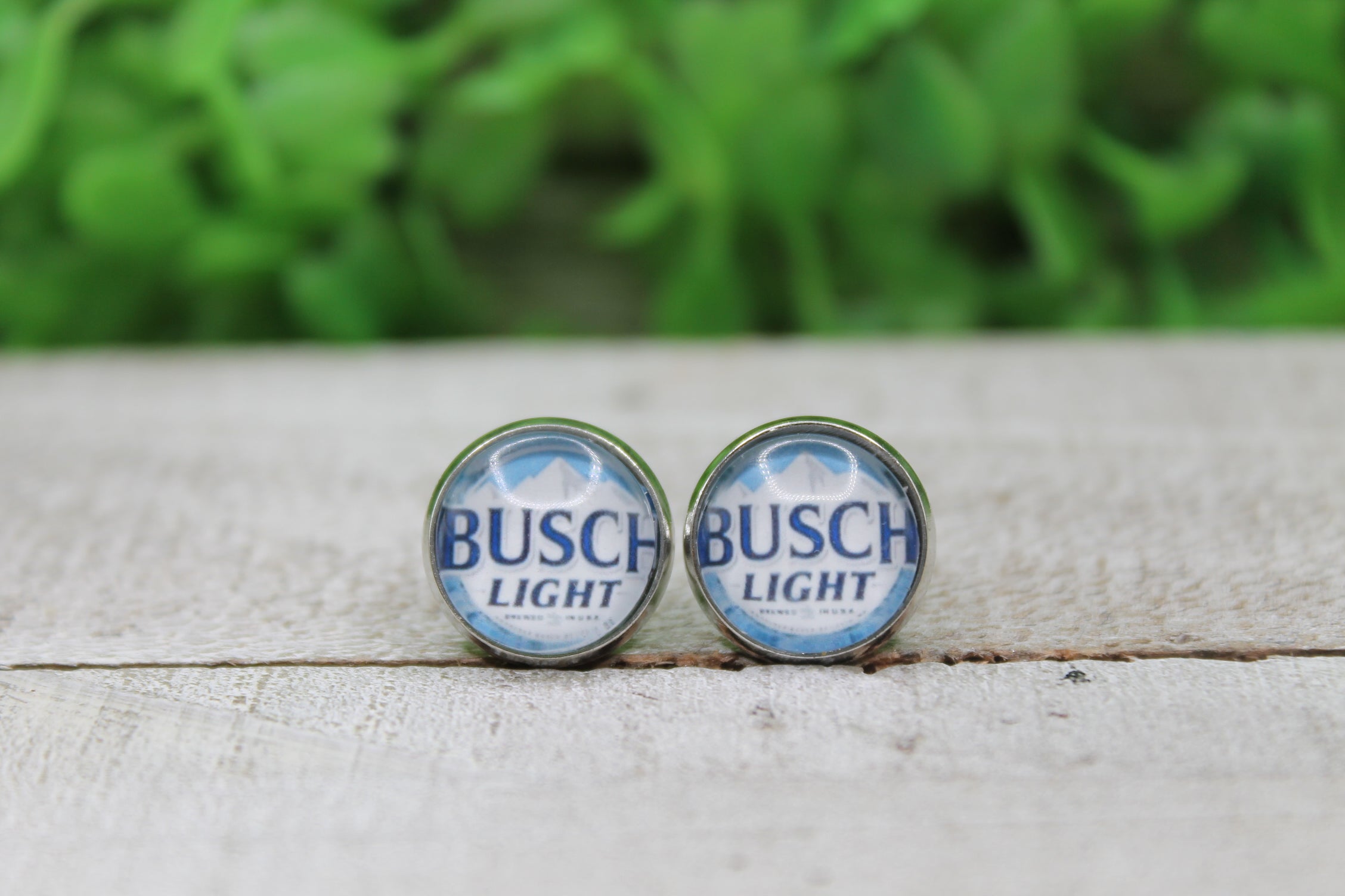 Busch Light (Lt Blue) Stud Earrings