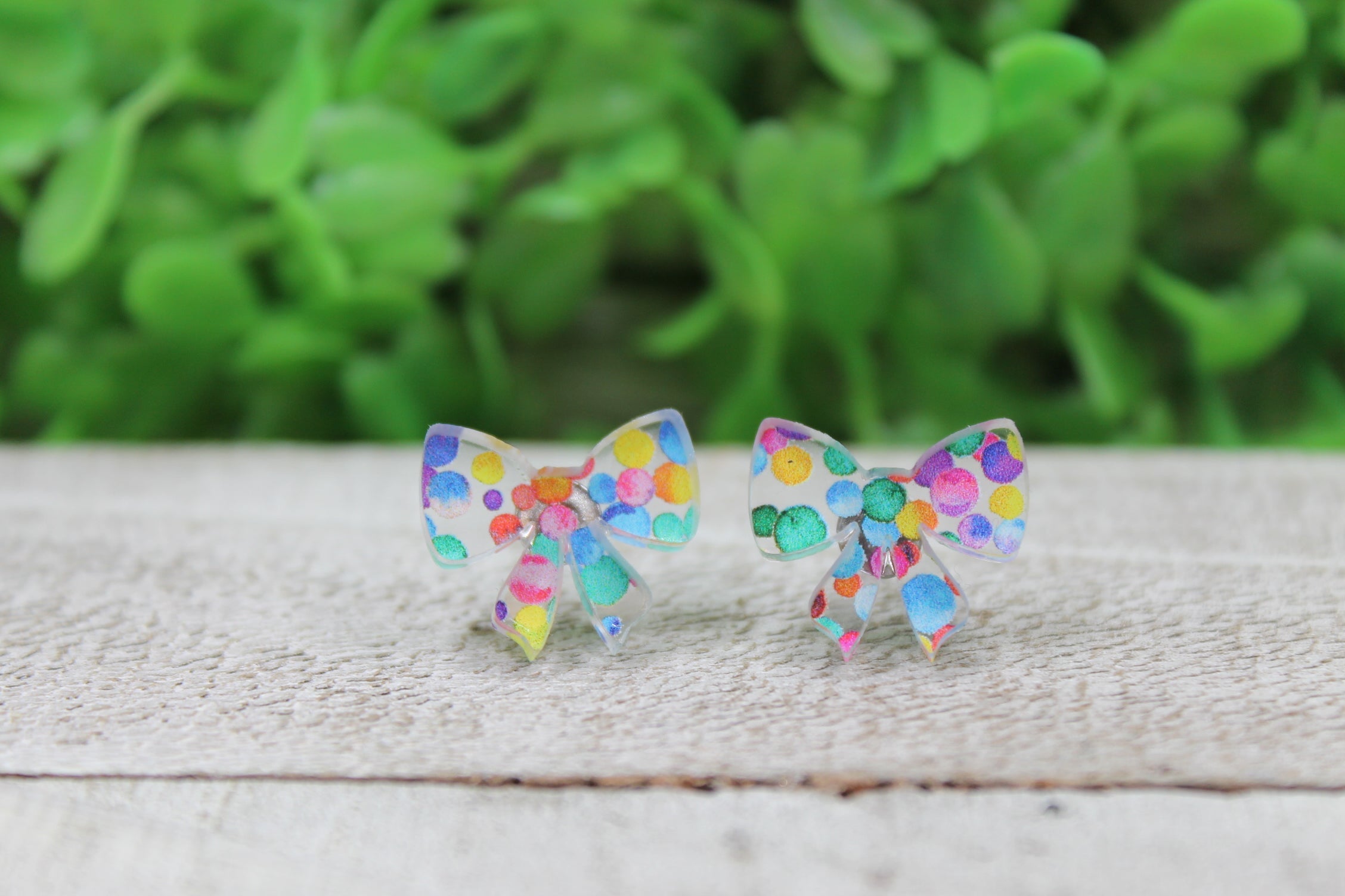 Colorful Confetti Bow Stud Earrings