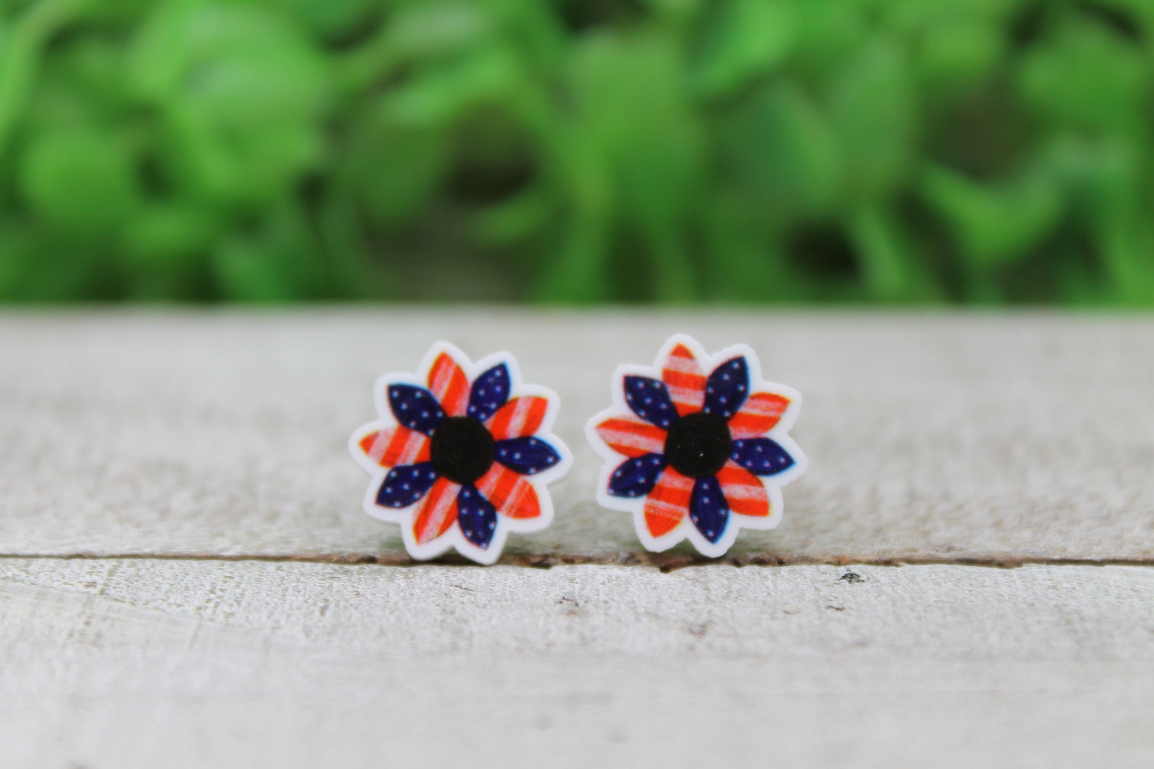 Patriotic Sunflower Stud Earrings