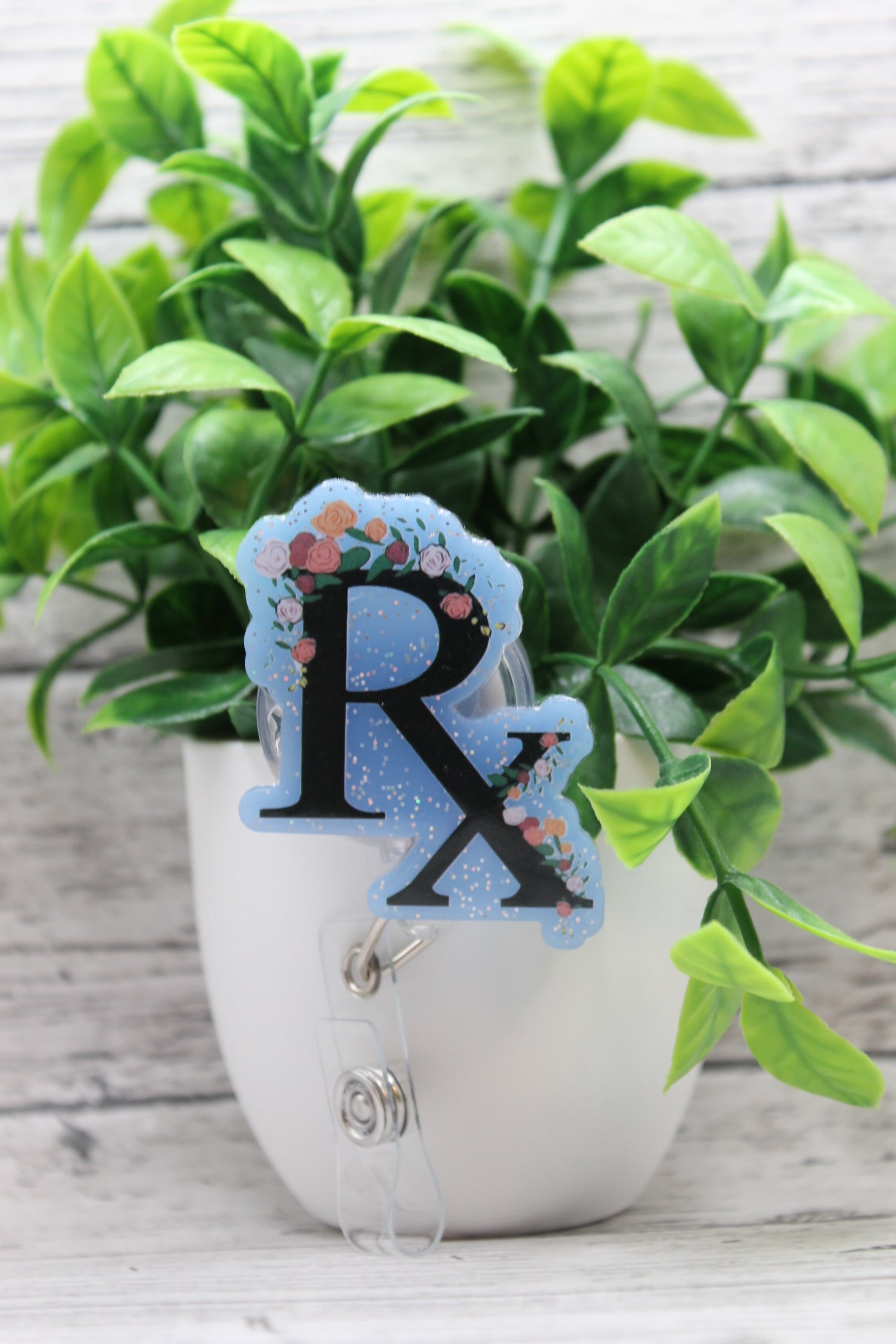 RX Blue Floral Badge Reel