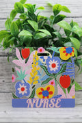 NURSE Large Multi-Color Floral Badge Buddy
