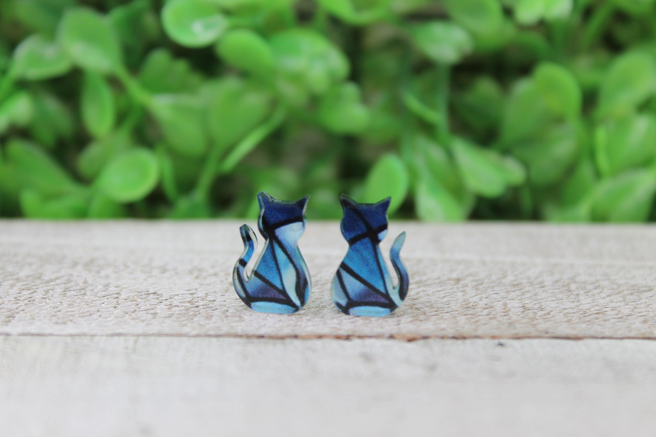 Stained Glass Cat Stud Earrings