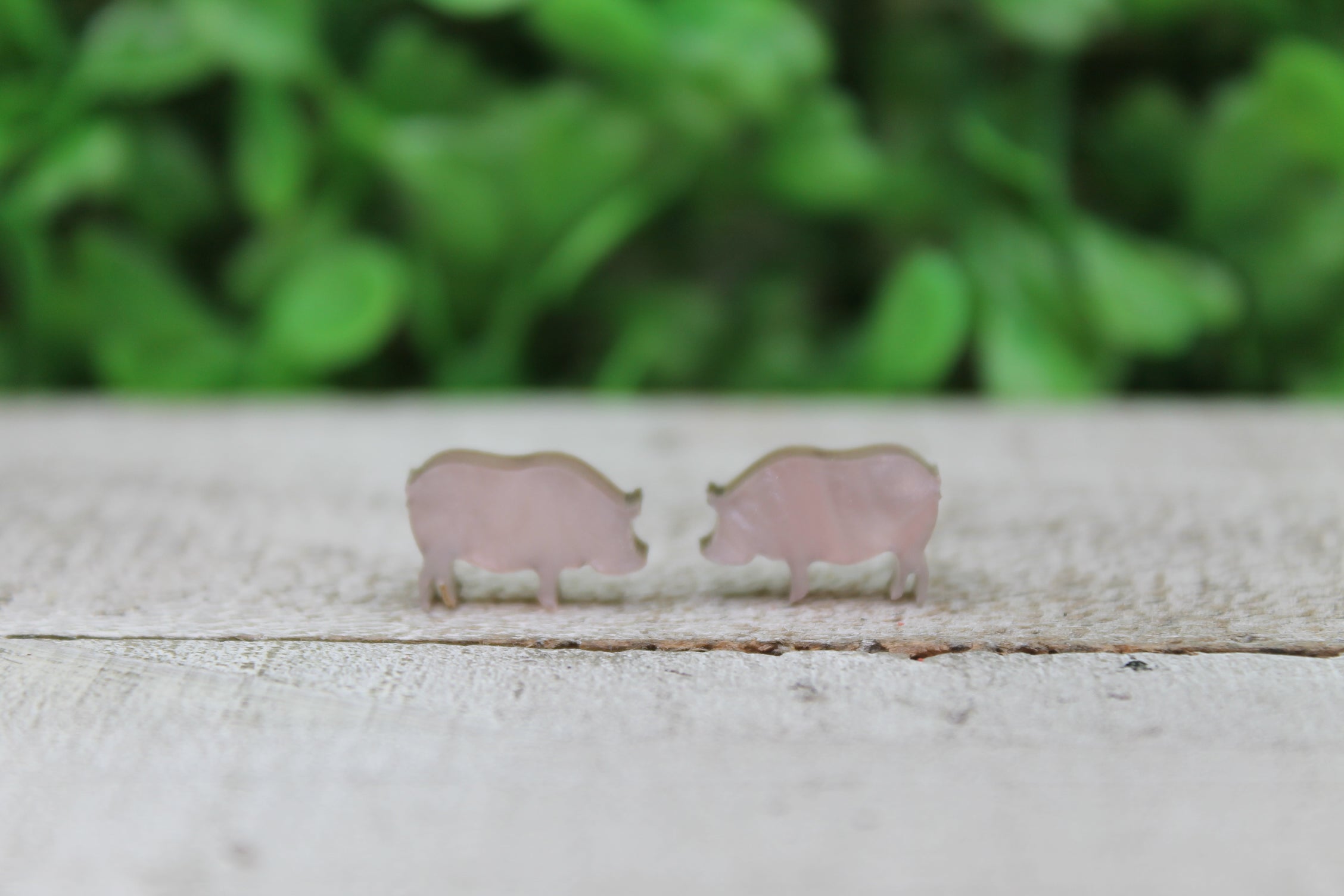 Pink Shimmer Pigs Stud Earrings