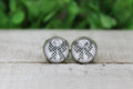 Checkered Bow Glass Stud Earrings