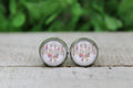 Floral MAMA Bow Glass Stud Earrings