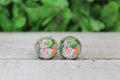 Sunflower with Paw Prints Glass Stud Earrings