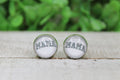 Checkered MAMA Glass Stud Earrings