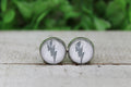 Checkered Lightening Bolt Glass Stud Earrings