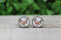 Floral Chicken Glass Stud Earrings