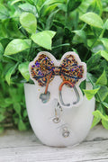 Leopard Bow Stethoscope Holographic Badge Reel