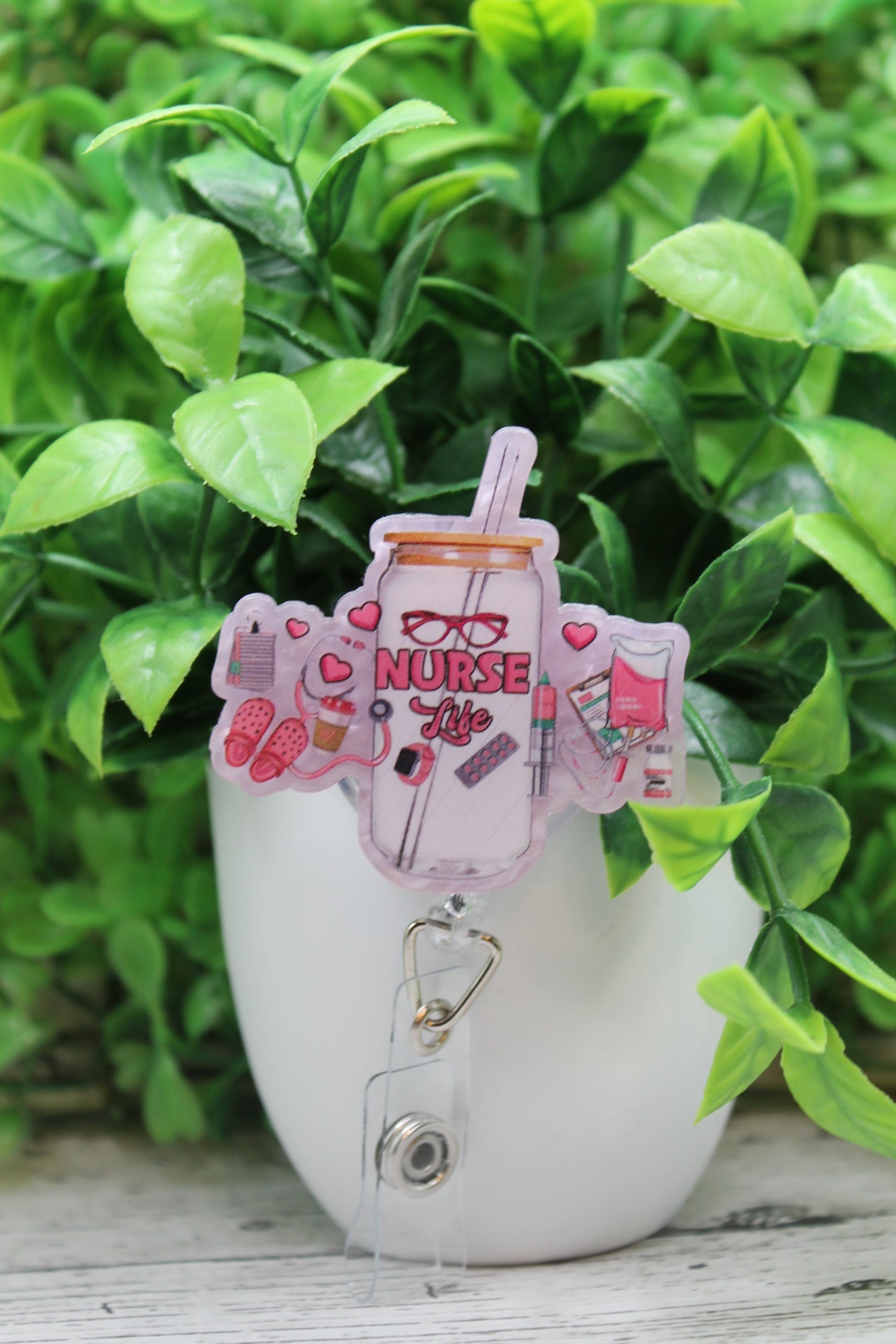 Nurse Collage Tumbler Badge Reel