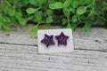 Blue and Red Glitter Star Stud Earrings