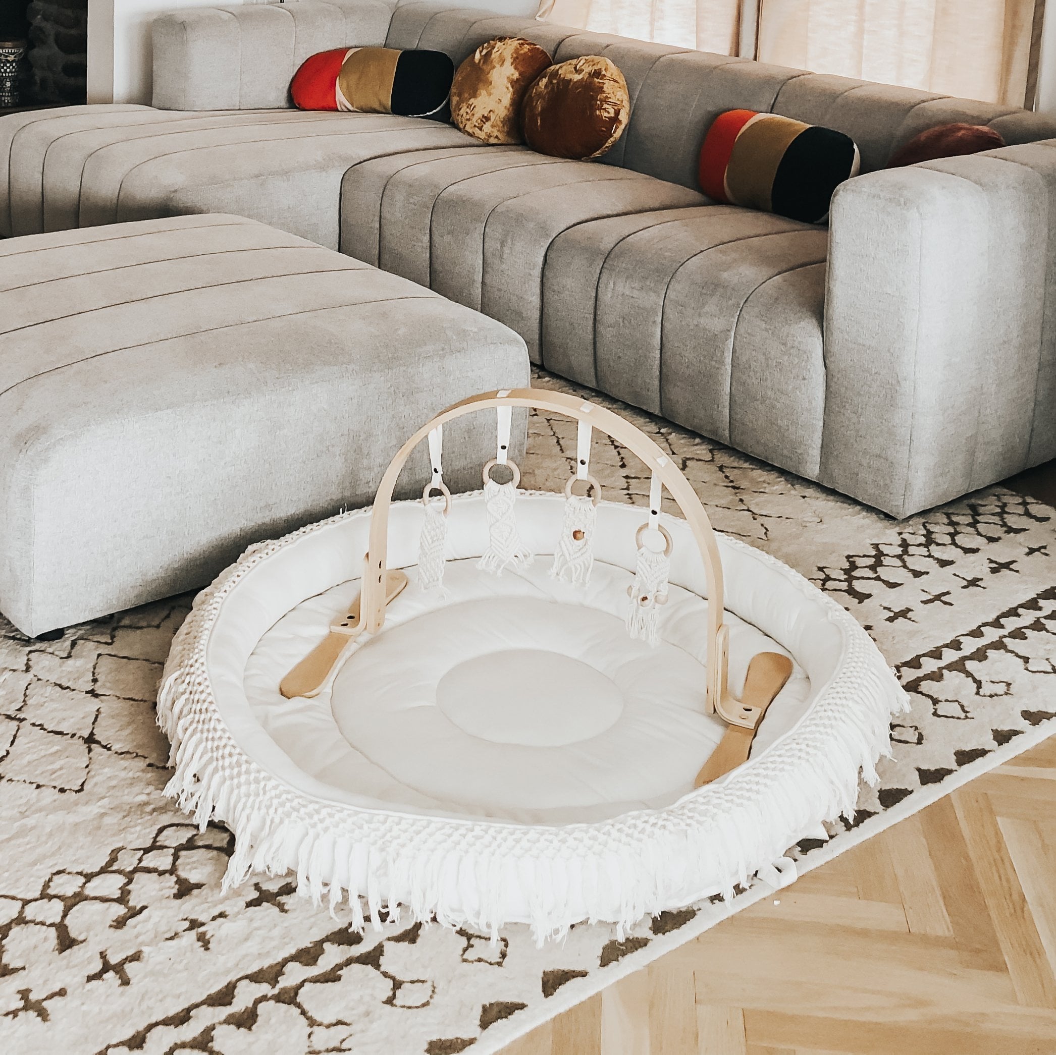 Macrame Round Play Mat & Play Gym Bundle