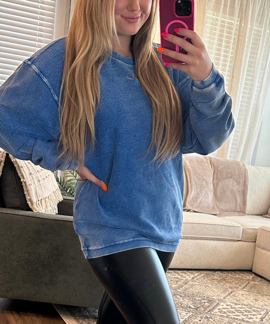 Luxe Corded Crew Sweatshirt