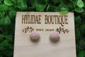 Pink and Faux Wood Dome Stud Earrings