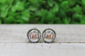 Football Mom with Leopard 12mm Glass Stud Earrings