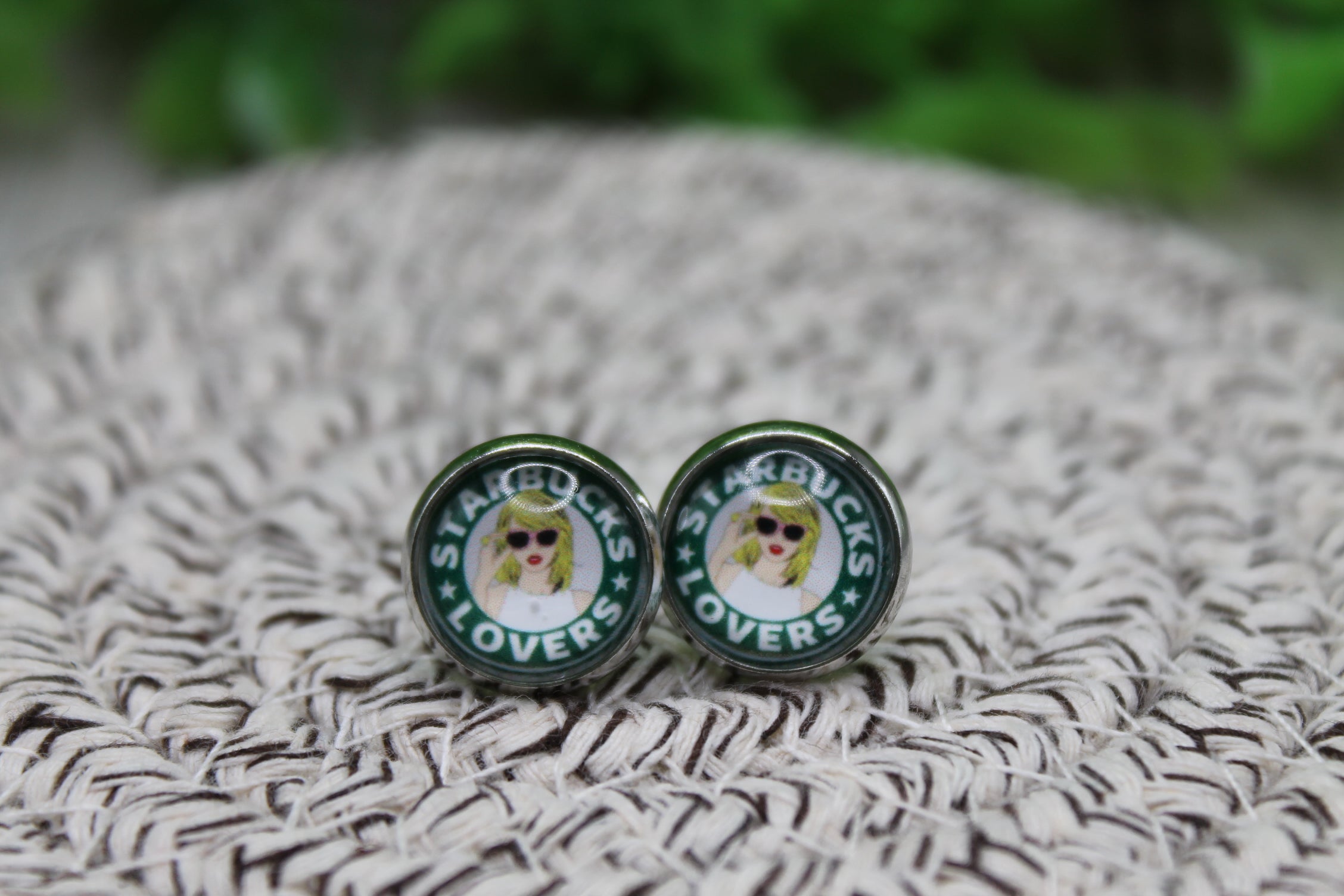 Starbucks Lovers Green 12mm Glass Stud Earrings
