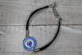 Baseball KC Royals Heart Circle Adjustable Clasp Leather Cord • Bracelet