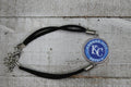 Baseball KC Royals Circle Adjustable Clasp Leather Cord • Bracelet