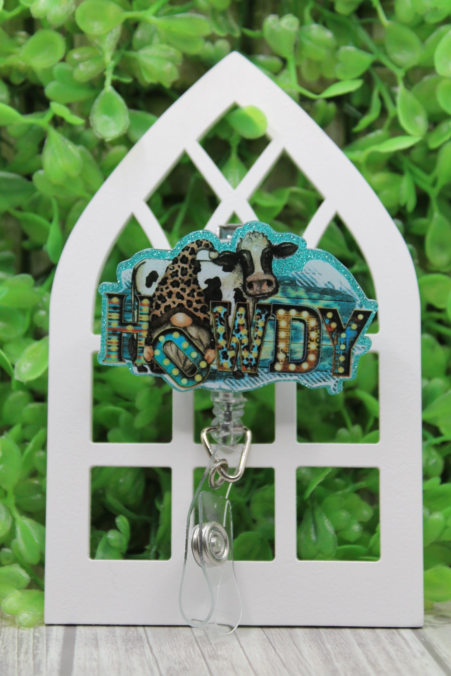 HOWDY Cow and Gnome Badge/ID Holder Reel