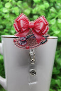 Pink Bow and Stethoscope on Glitter Badge/ID Holder Reel