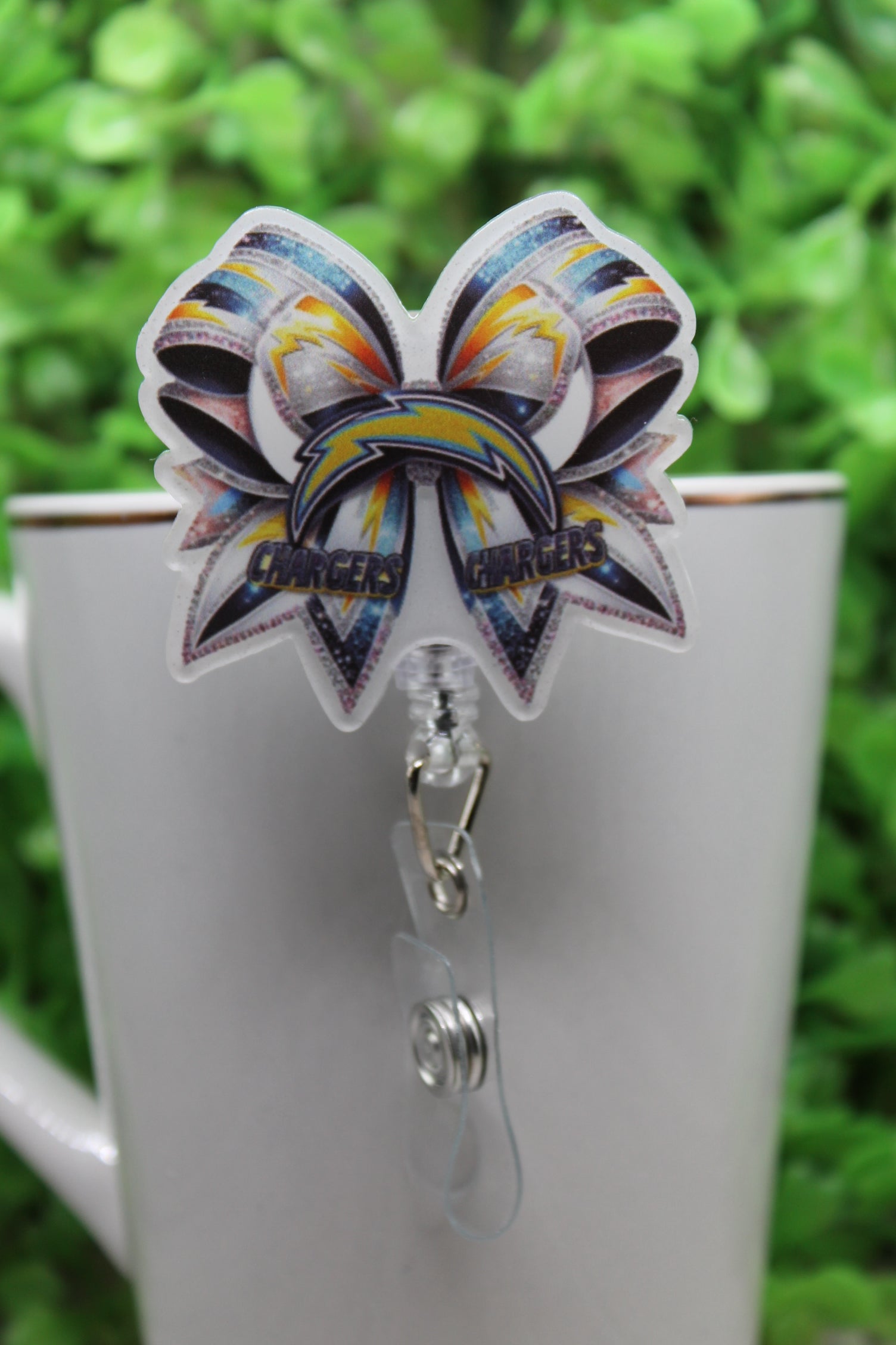 Football, Chargers Bow • Badge/ID Holder