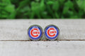 Baseball Cubs Circle Glass Stud Earrings