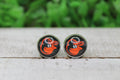 Baseball Orioles Mascot Stud Earrings