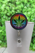 Tie Dye Green Leaf Badge/ID Holder Reel