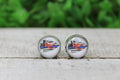 Football KC Blue Line Flag Arrow Glass Stud Earrings