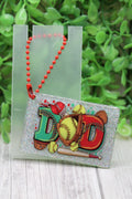 Softball DAD on Silver Acrylic Keychain