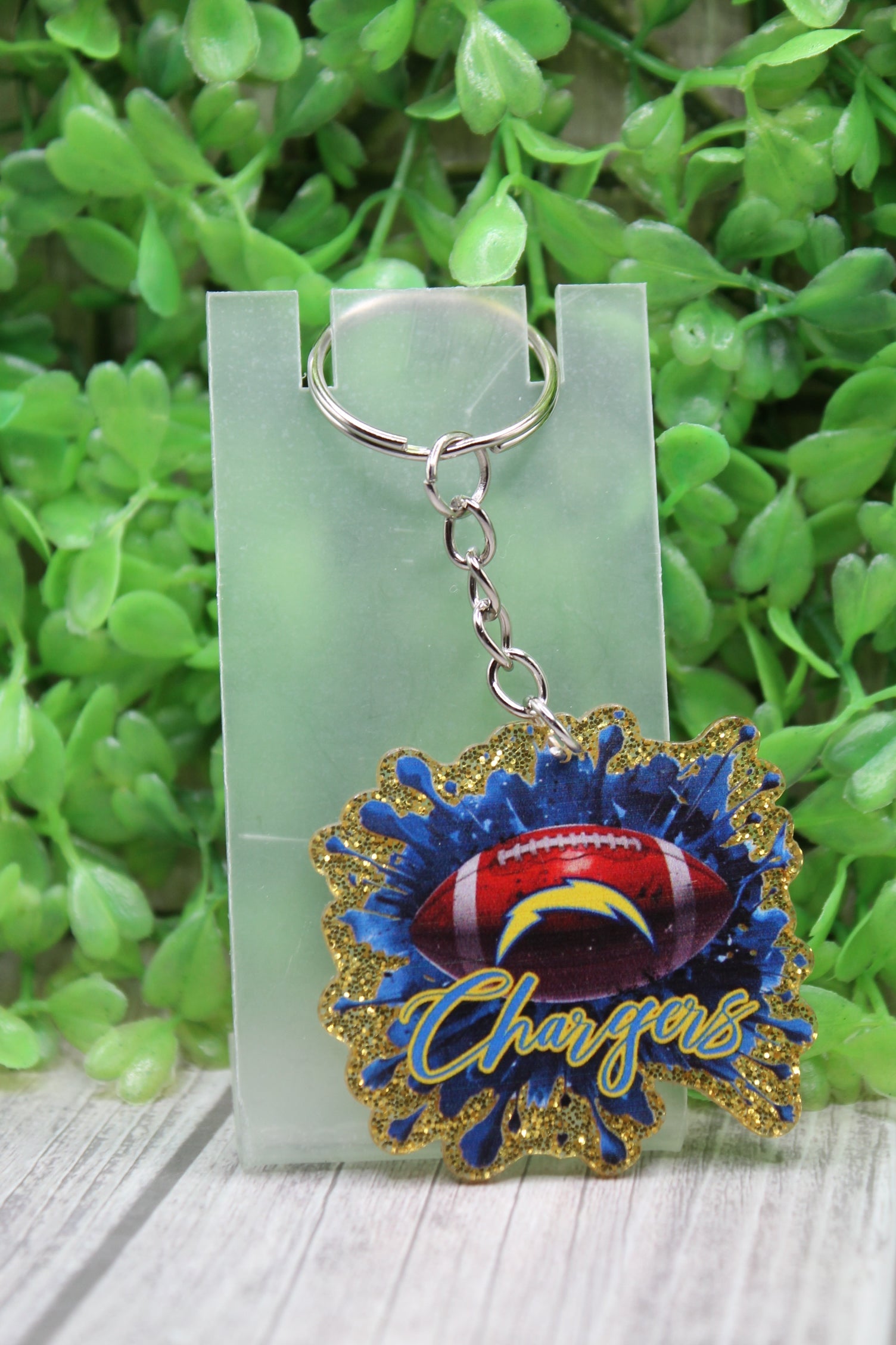 Chargers Paint Splatter Keychain