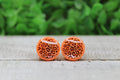 Neon Orange Leopard Circle Stud Earrings