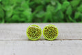Neon Yellow Leopard Circle Stud Earrings