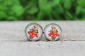 Nebraska Corn Mascot Glass Stud Earrings