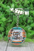 Cat Mama Serape Wooden Keychain