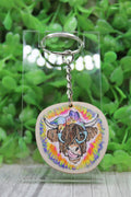 Tie Dye Highland Cow Wooden Keychain