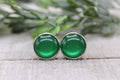 Green Cat's Eye Stud Earrings
