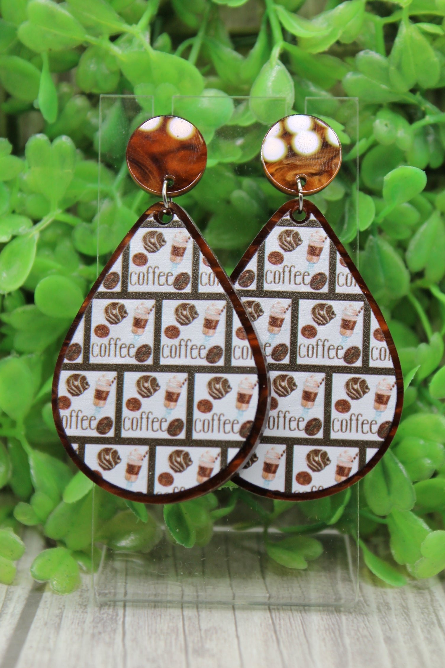 Coffee Teardrop Dangle Earrings