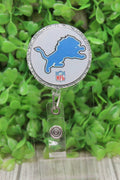 Detroit Lions Glitter Circle Badge/ID Holder Reel