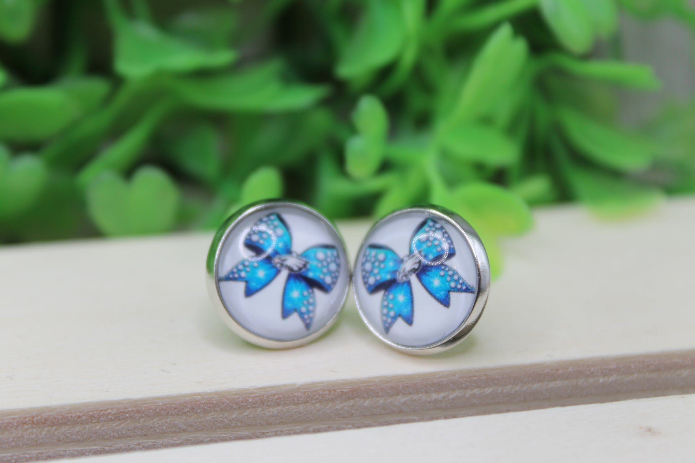 Philadelphia Eagles Football Bow Stud Earrings