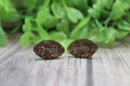 Glitter Brown Football Stud Earrings